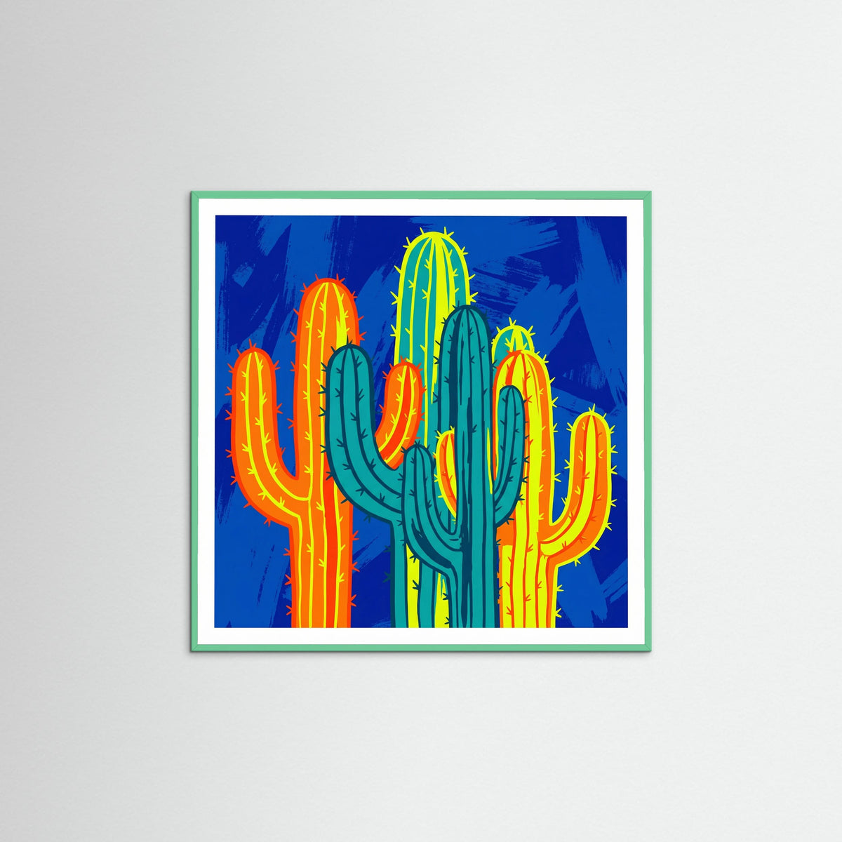 Mint Wood Square Vibrant Pop Blooms