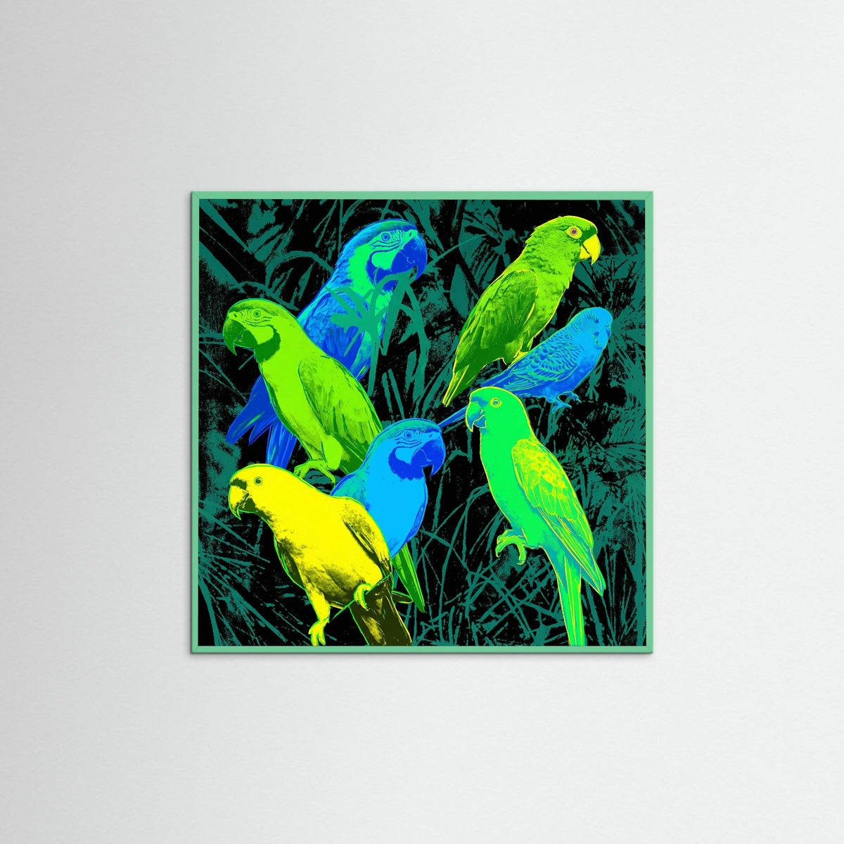 Mint Wood Square Vibrant Pop Blossoms