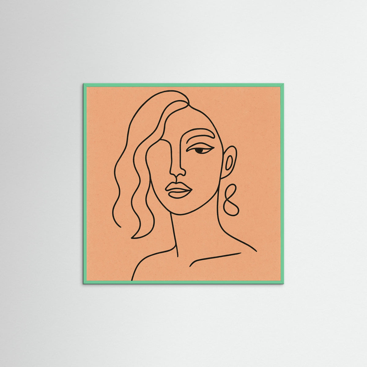 Mint Wood Square Whimsical Lines