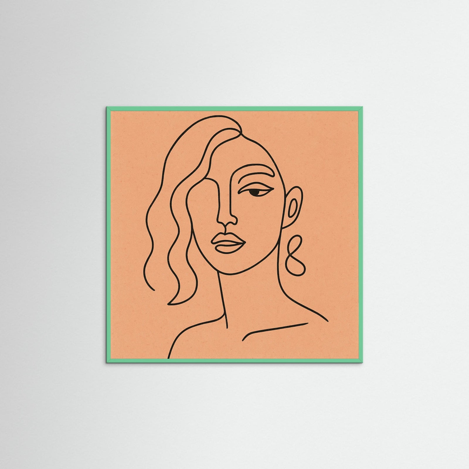 Mint Wood Square Whimsical Lines