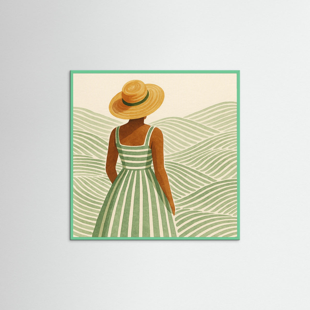 Mint Wood Square Woman in Hat