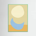 Mint Wood Stacked Ovals in Soft Yellow and Light Blue Poster