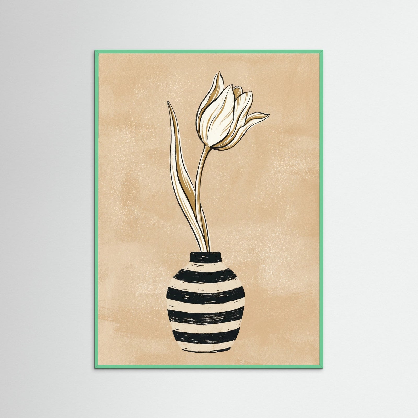 Mint Wood Striped Daisies