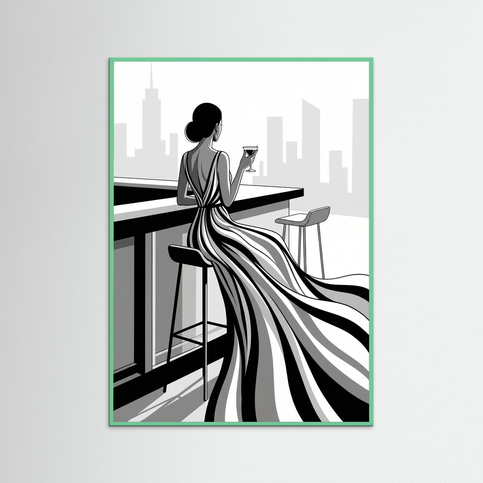 Mint Wood Striped Elegance