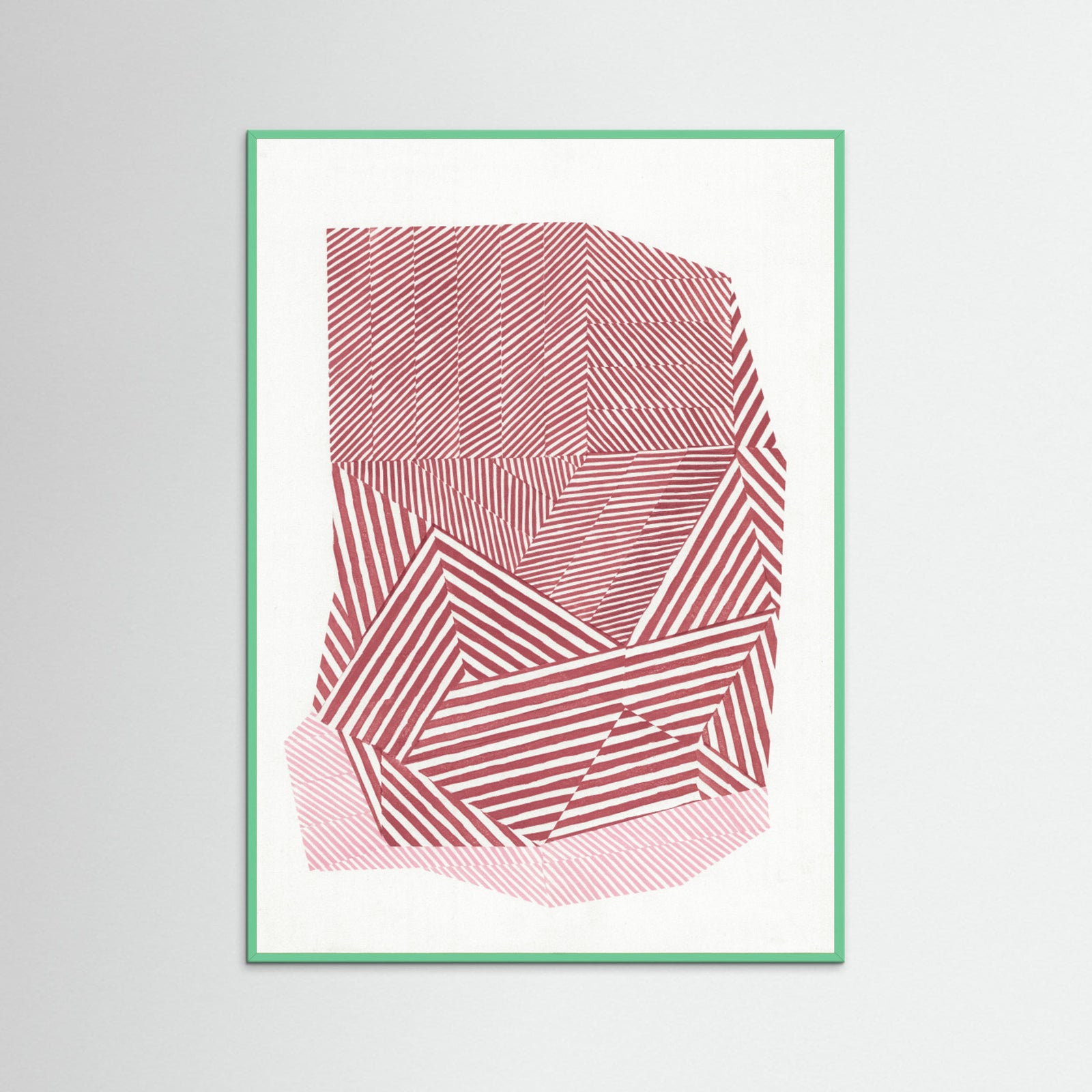 Mint Wood Striped geometric shape Poster