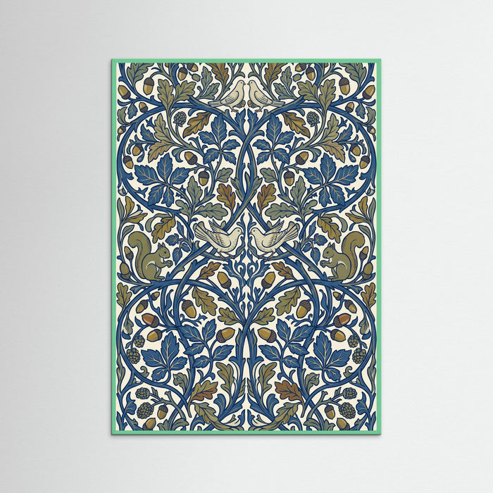 Mint Wood Stylized Floral Harmony