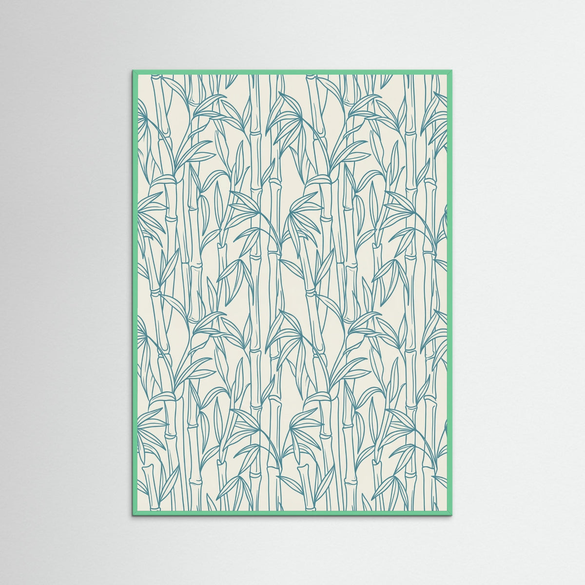 Mint Wood Stylized Ocean Pattern