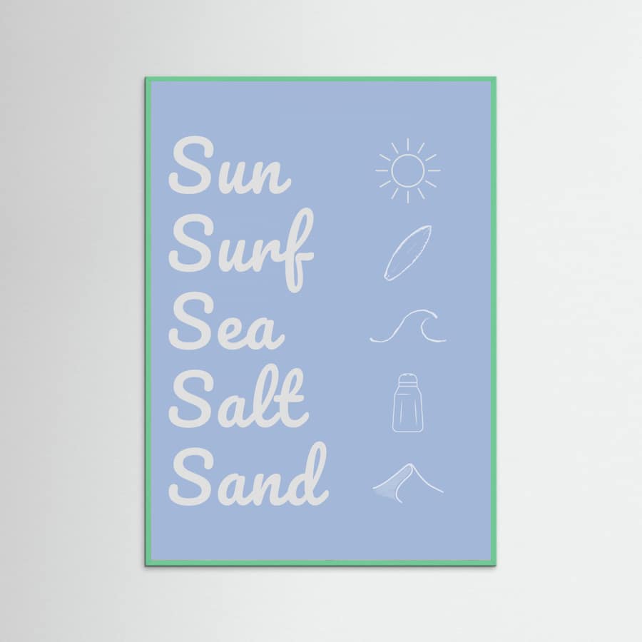 Sun Surf Sea Salt Sand Light Blue Poster – plakat og kunsttryk