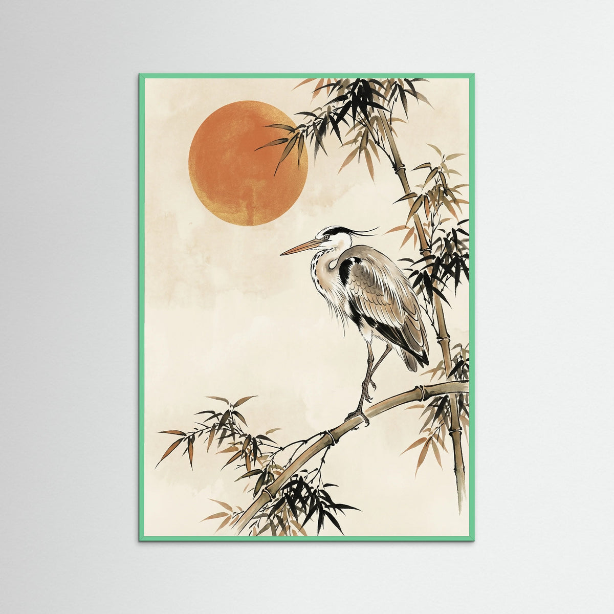 Mint Wood Sunrise Crane Flight