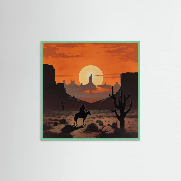 Mint Wood Sunset Cowboy Poster