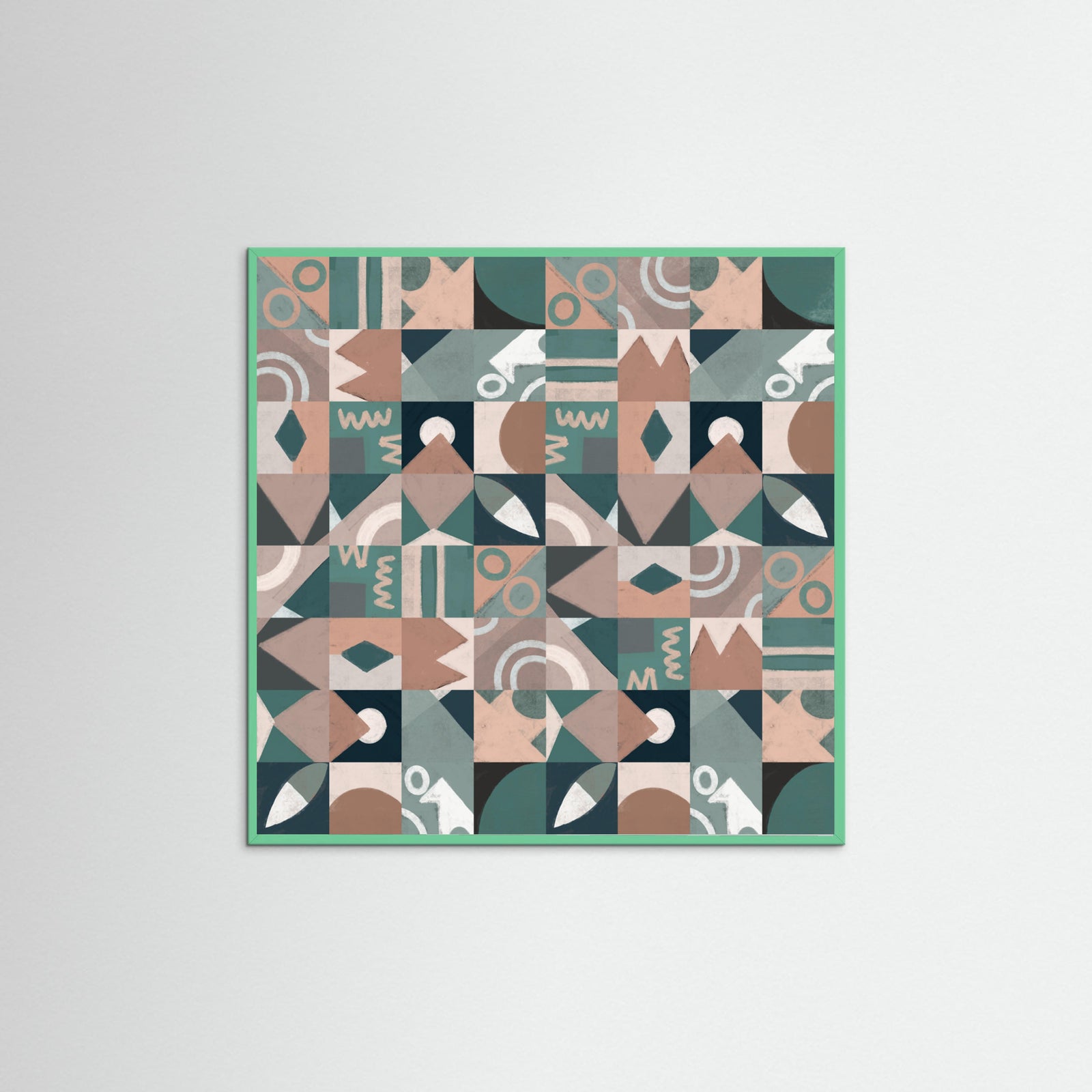 Mint Wood The Mid Century Grid Pattern Poster