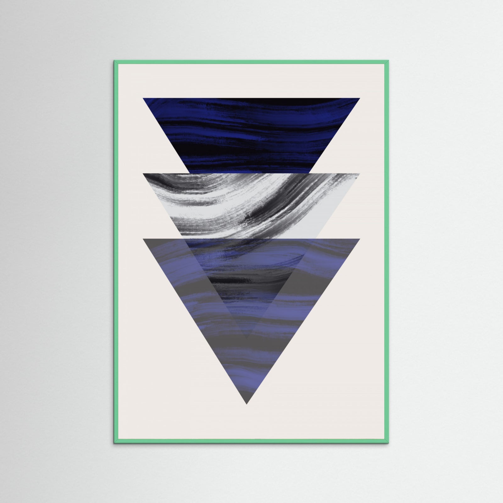 Mint Wood Three Triangular Geometric Poster