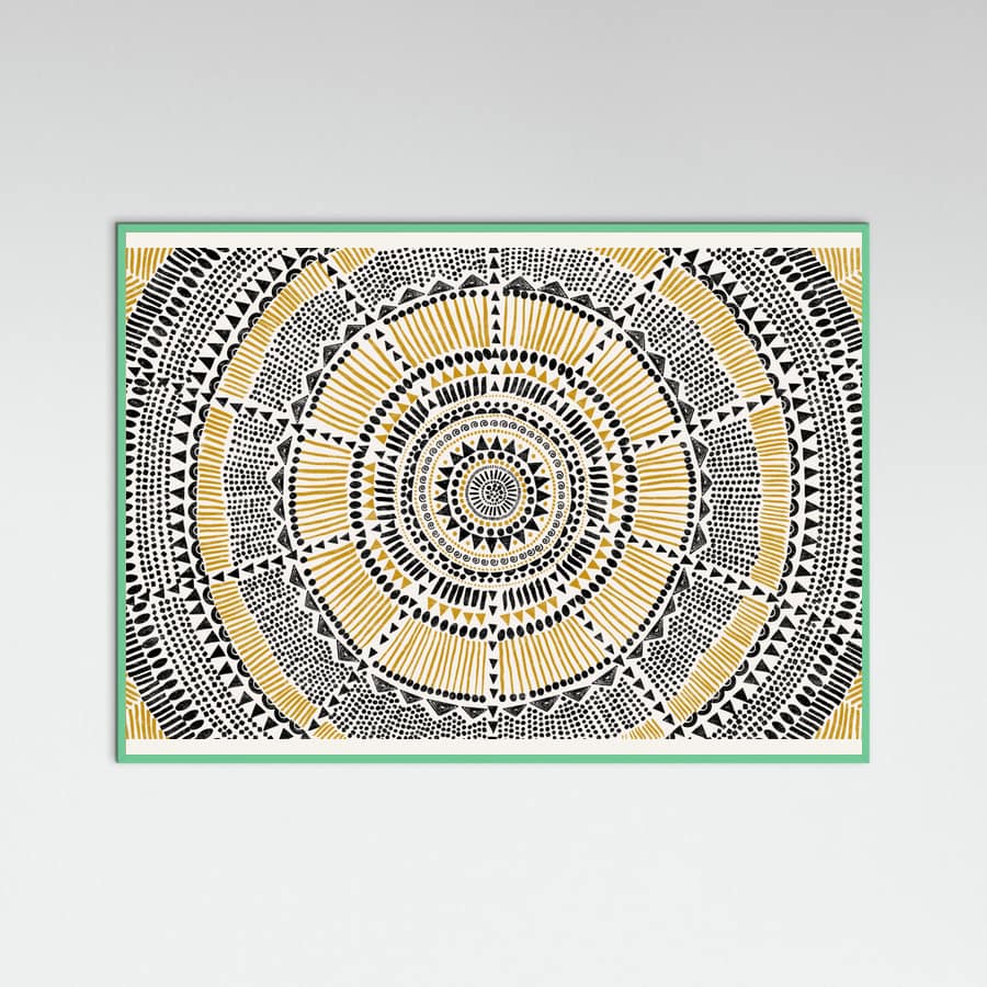 Mint Wood Tribal Sun Poster