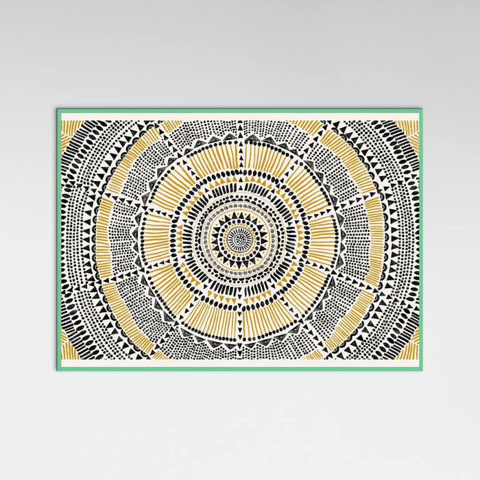 Mint Wood Tribal Sun Poster