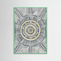 Mint Wood Tribal Sun Poster