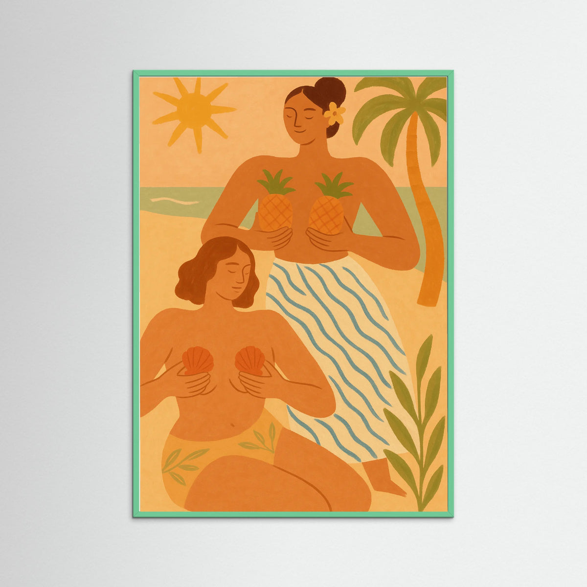 Mint Wood Tropical Figures