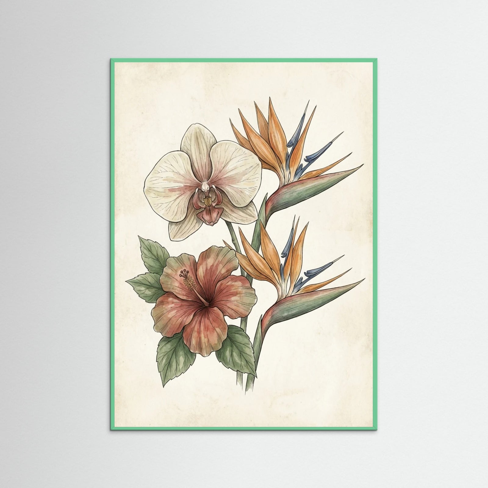Mint Wood Tropical Palm Study