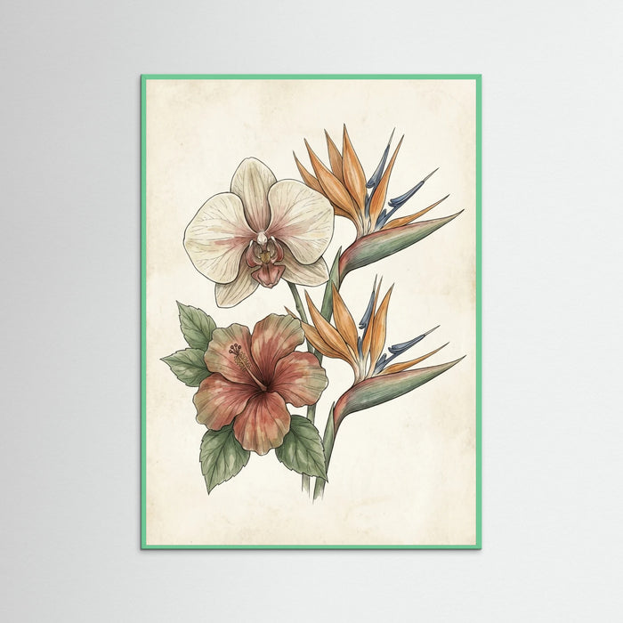 Mint Wood Tropical Palm Study