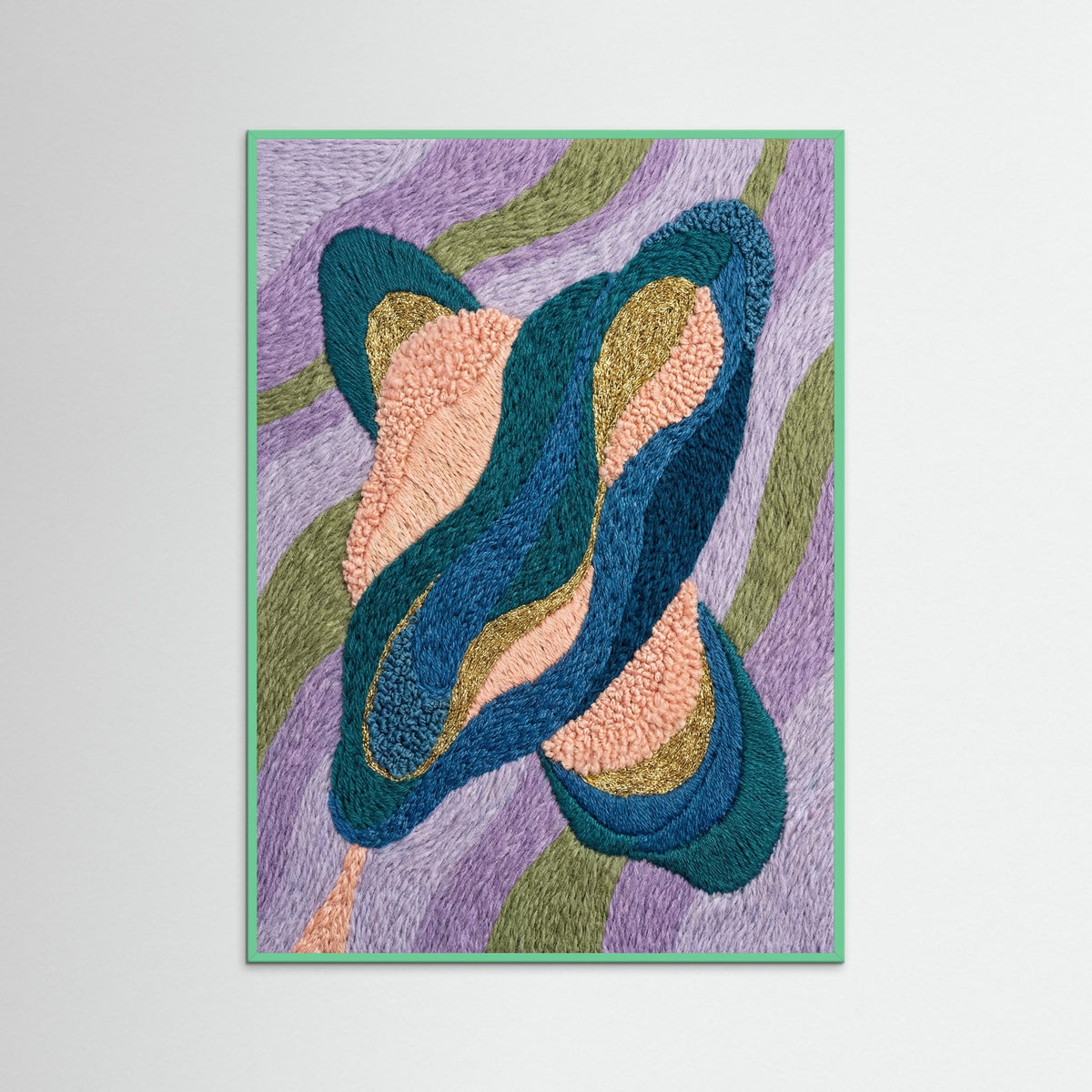 Mint Wood Vibrant Abstract Stitch