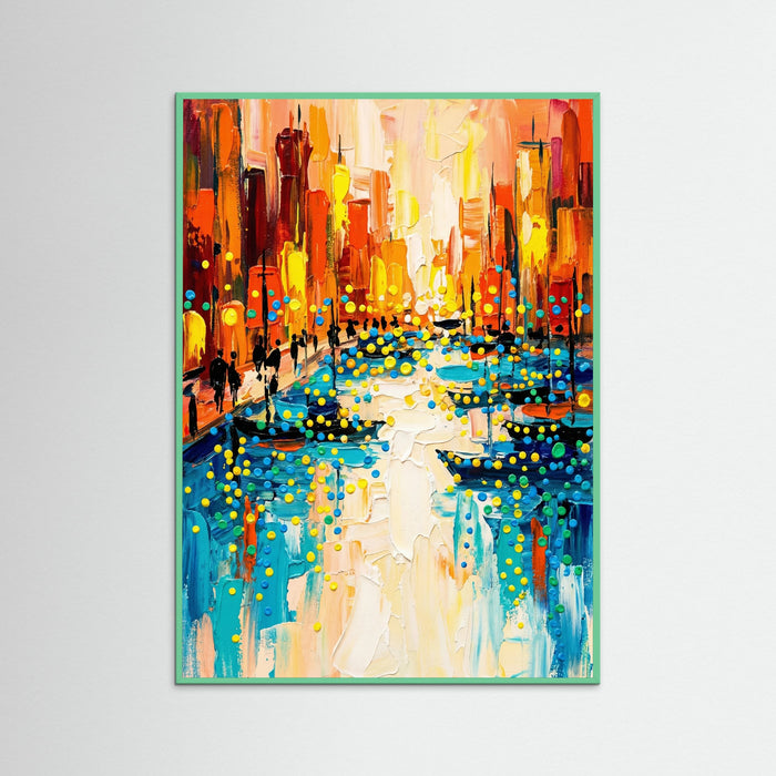 Mint Wood Vibrant Cityscape