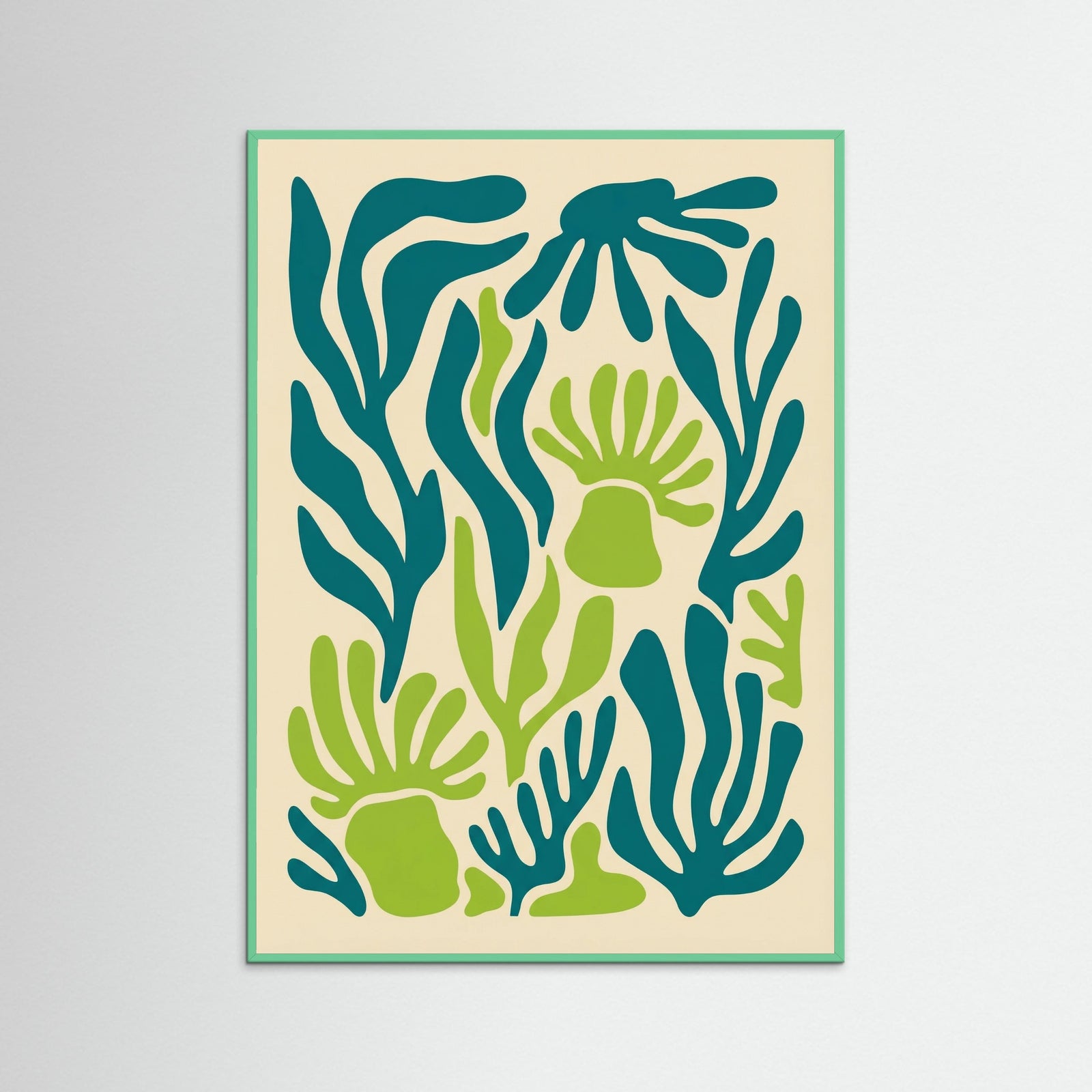 Mint Wood Vibrant Coral Bloom