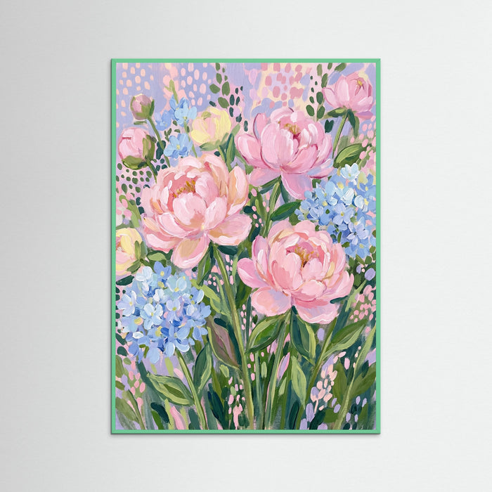 Mint Wood Vibrant Floral Medley