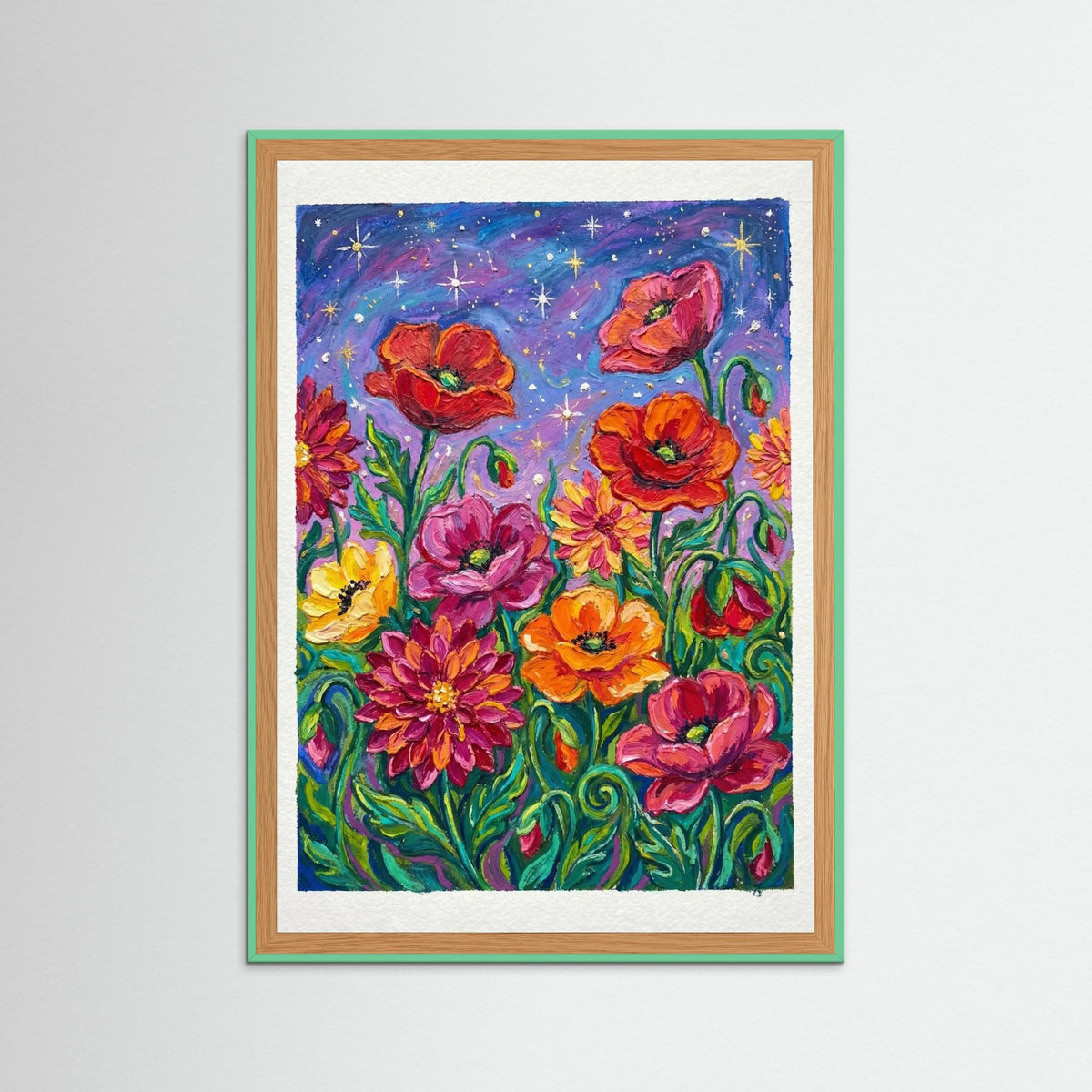 Mint Wood Vibrant Sunflower Dream