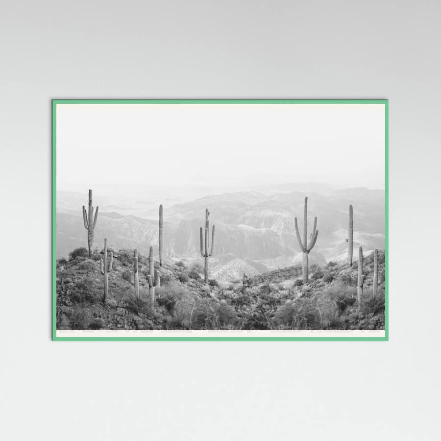 Mint Wood Western Cactus Poster