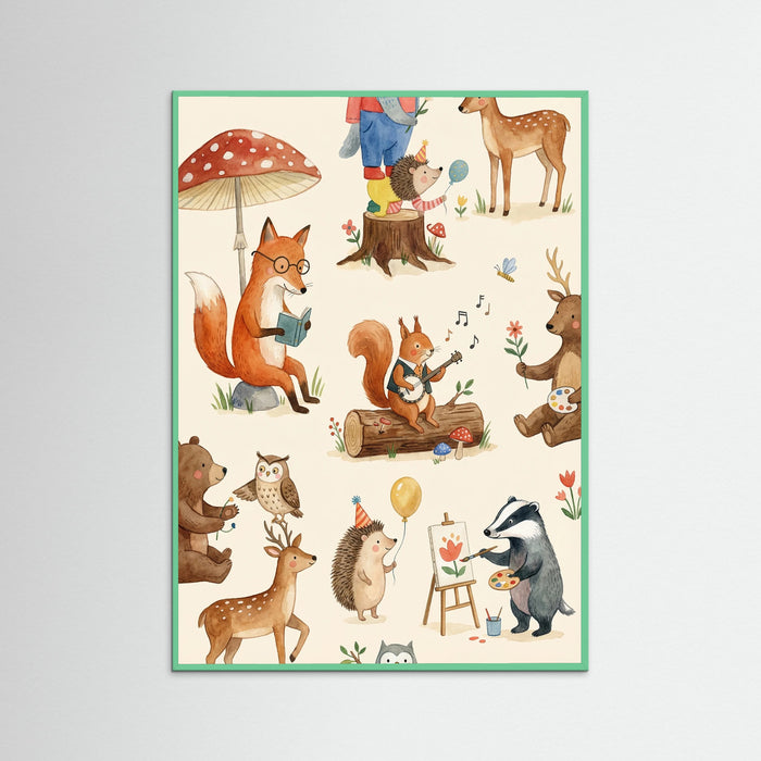 Mint Wood Whimsical Alphabet Beige