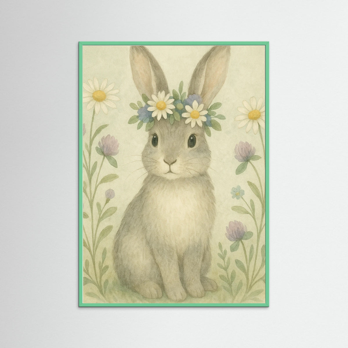 Mint Wood Whimsical Rabbit