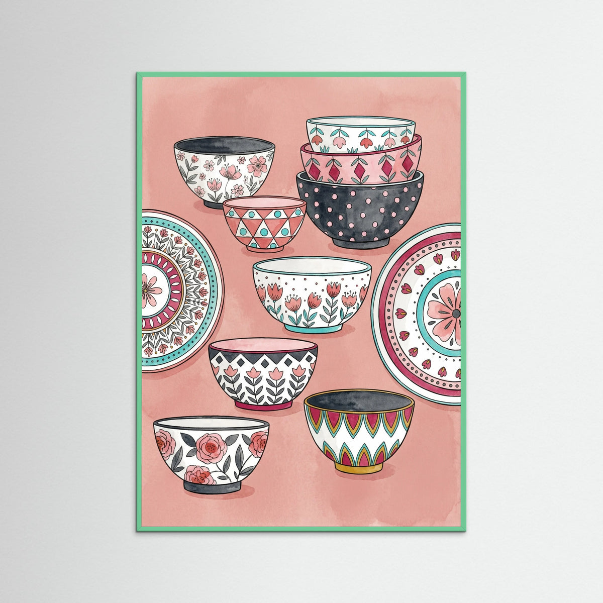 Mint Wood Whimsical Teacups