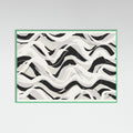 Mint Wood White Black Waves Pattern Square Poster