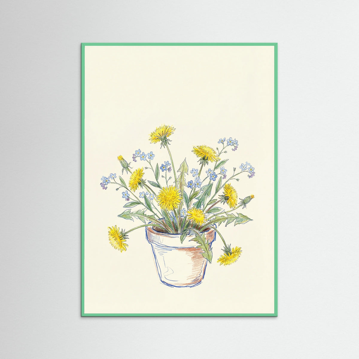 Mint Wood Wildflower Sketch Vase