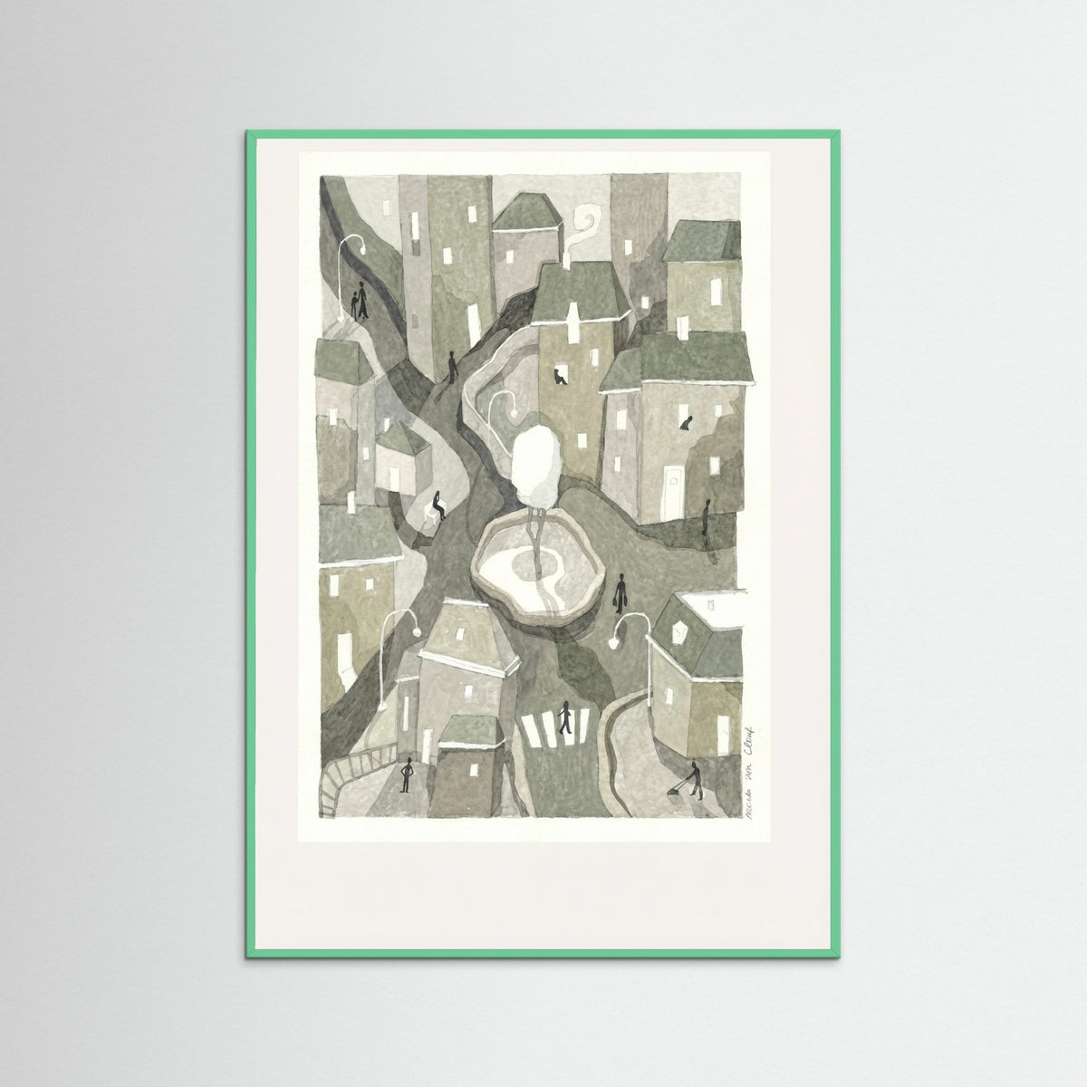 Mint Wood Winding Cityscape