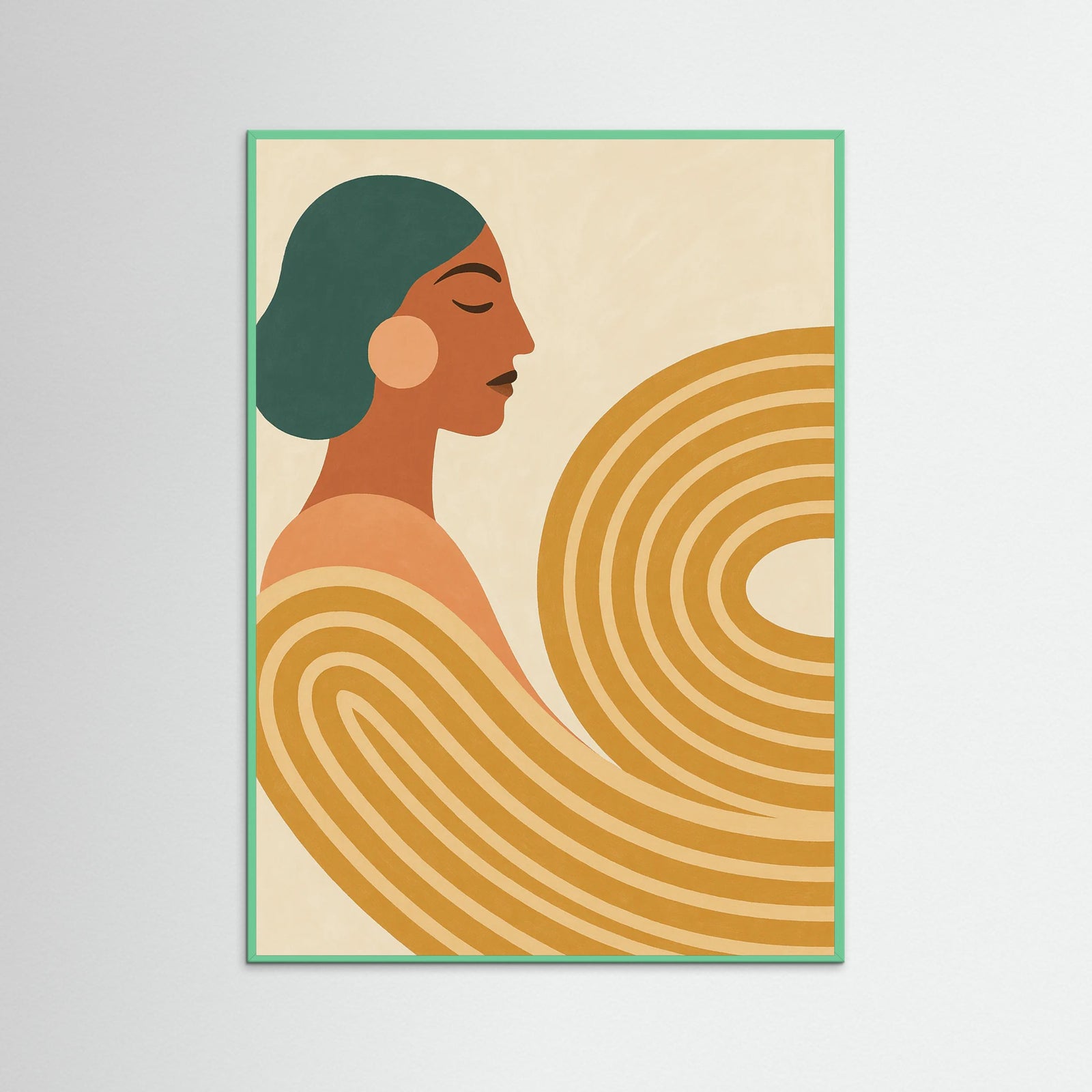 Mint Wood Woman Abstract Swirls