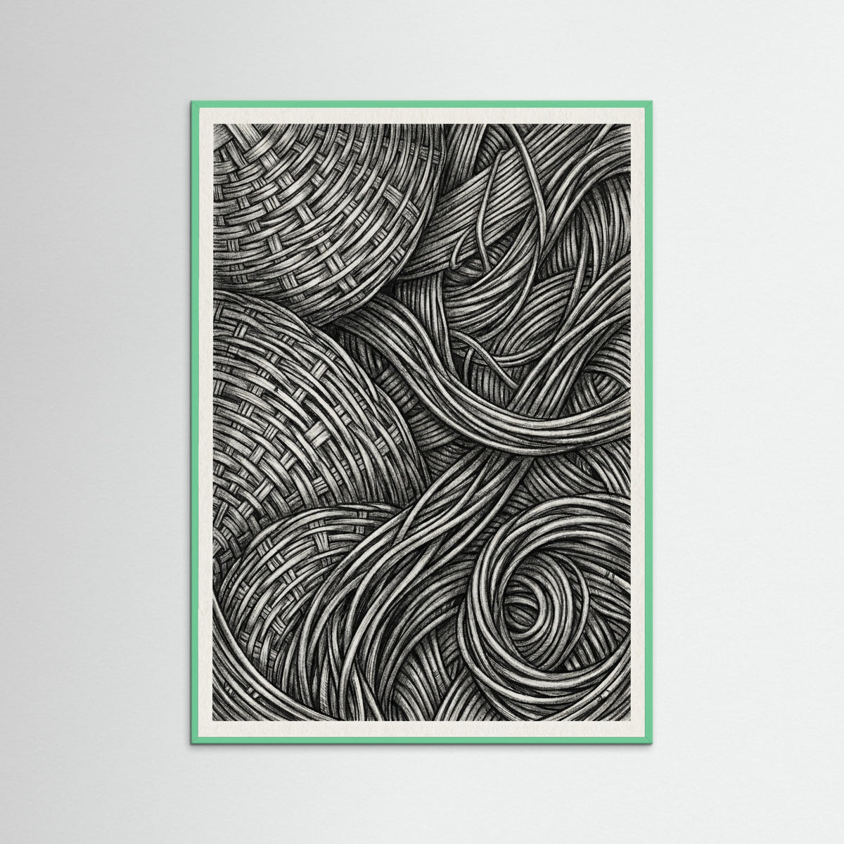 Mint Wood Woven Folds