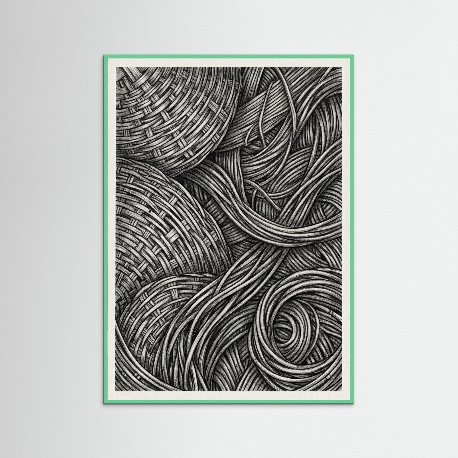 Mint Wood Woven Folds