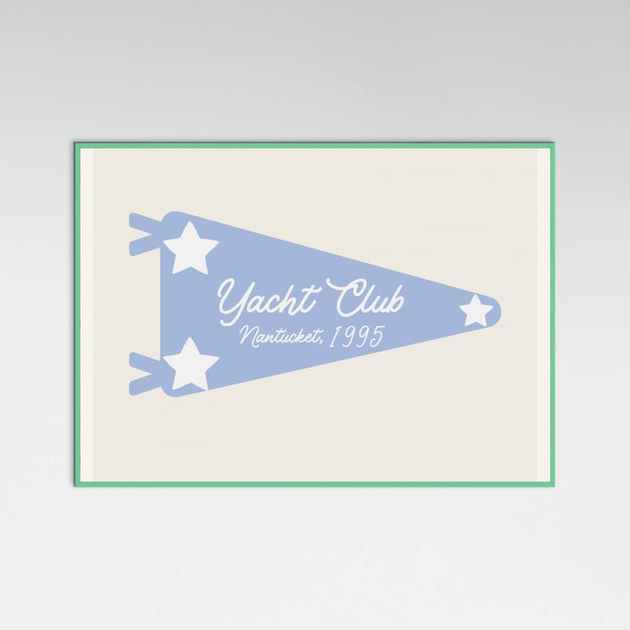 Yacht Club Blue Pennant Parchment Poster – plakat og kunsttryk