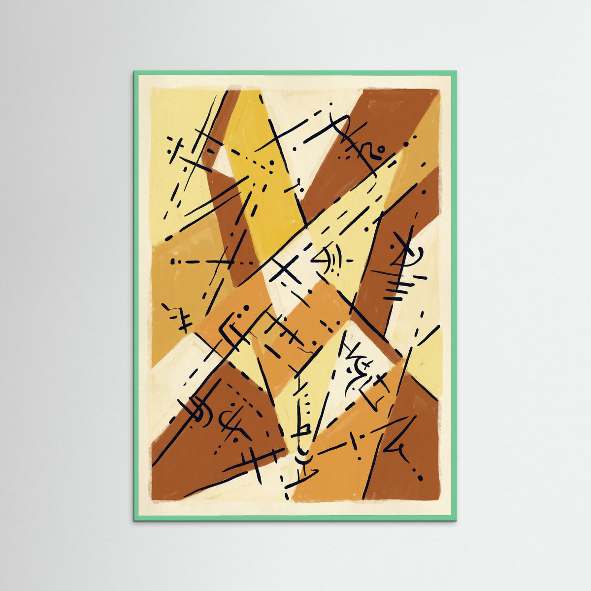 Mint Wood Yellow Grid Study
