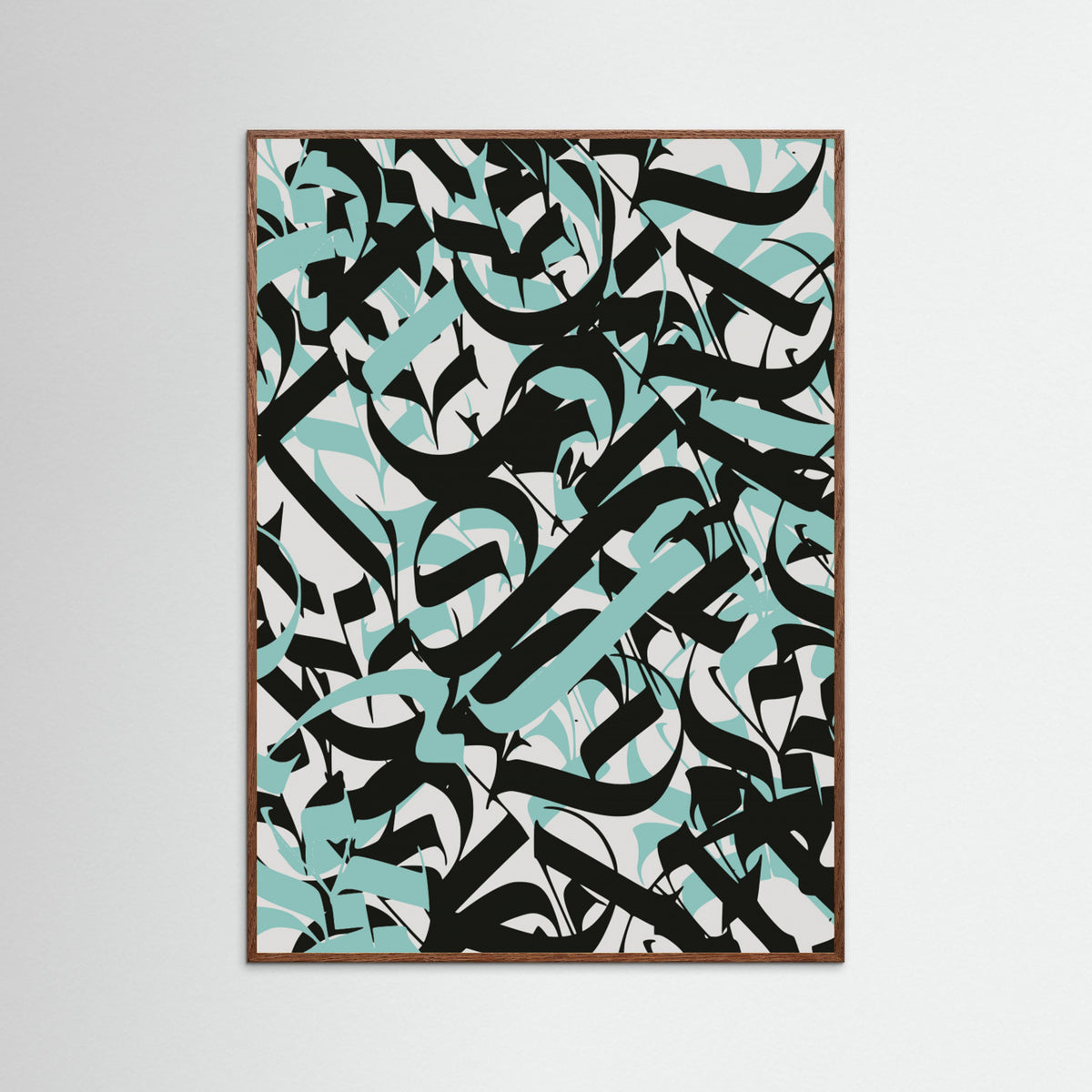 Oak Dark Abstract Calligraphy In Blue Poster