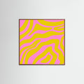 Oak Dark Abstract Lines and Yellow and Pink Poster