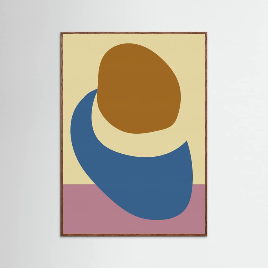 Oak Dark Balanced Stones in Blue , Butter Yellow and Terra Poster