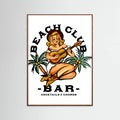 Oak Dark Beach Club Bar. Sailor Jerry Style Pin-up Girl Playing Guitar Poster
