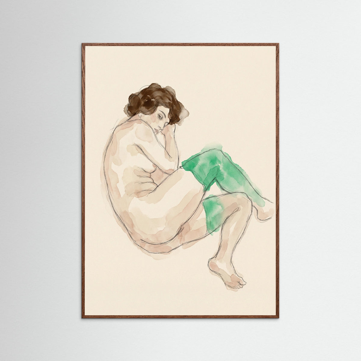 Oak Dark Bending Nude Study