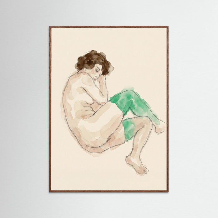 Oak Dark Bending Nude Study