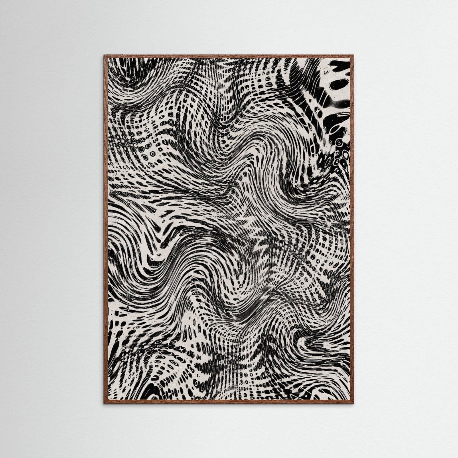 Oak Dark Black And White Net Pattern Poster