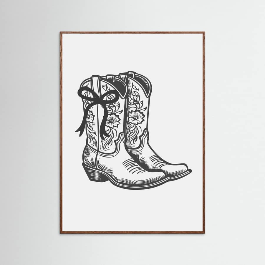 Black Cowgirl Boots with Bow Poster – Poster und Kunstdruck