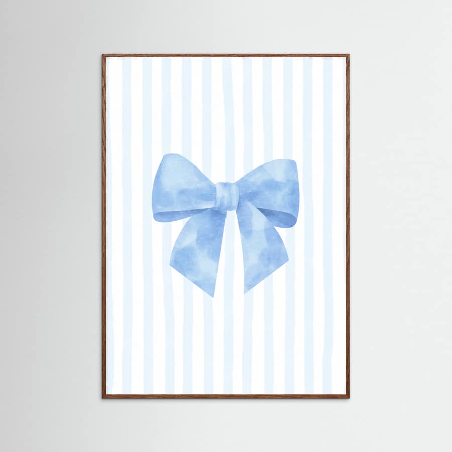 Póster Blue Bow On Stripes – póster e impresión artística