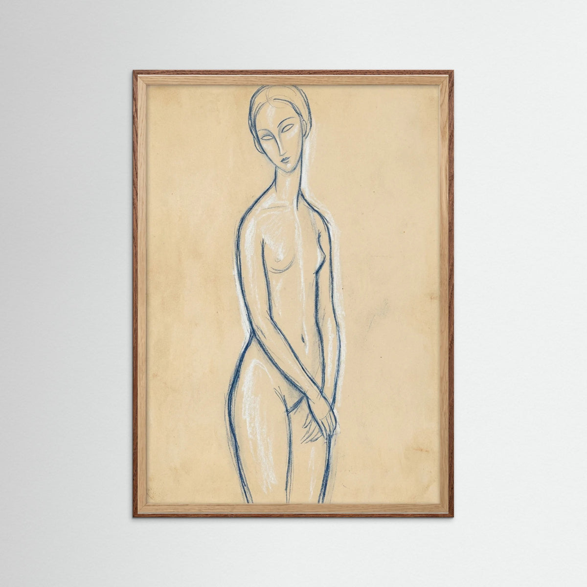 Oak Dark Blue Reclining Figure