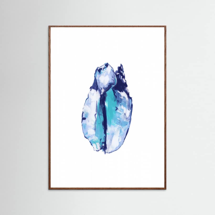 Blue Seashell On White Background No5 Poster – Poster und Kunstdruck